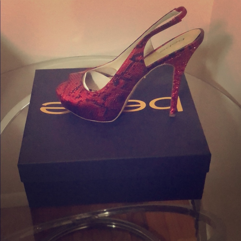 BEBE PEEP TOE HEELS